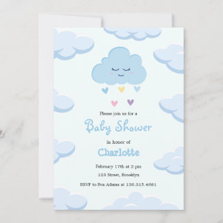Light Blue Simple Cloud Baby Shower Invitation