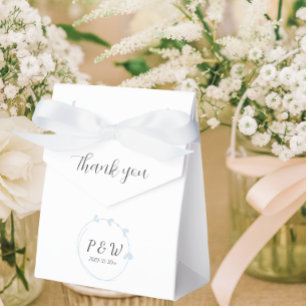 Light Blue Simple Heart Wreath Monogram Wedding Favour Box