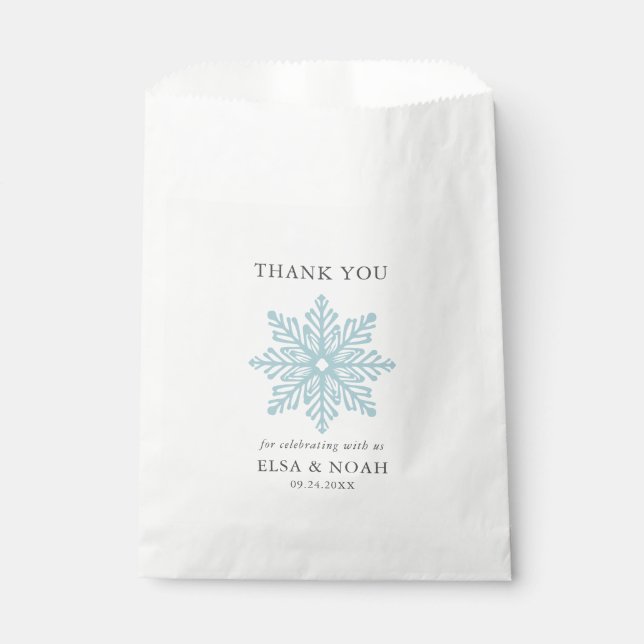 LIGHT BLUE SIMPLE SNOWFLAKE WEDDING Thank You  Favour Bags (Front)
