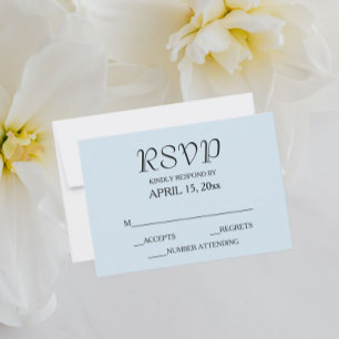Light Blue Simple Style Wedding RSVP Card