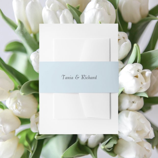 Light Blue Simple Stylised Name Wedding Invitation Belly Band (In Situ Wedding)