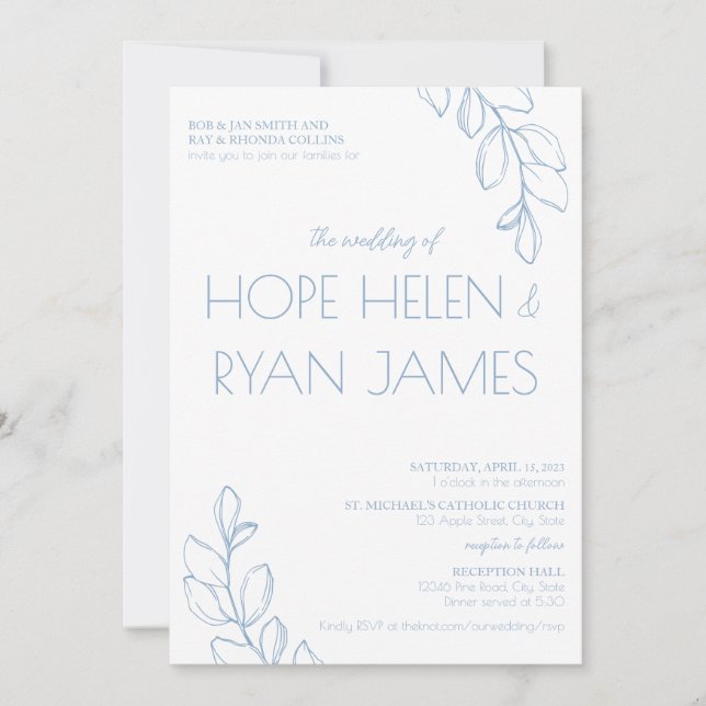 Light Blue Simple Wedding Invite (Front)