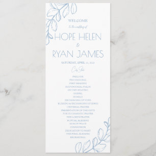 Light Blue Simple Wedding Program Programme