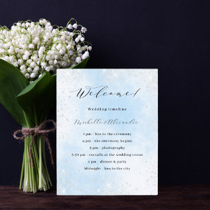 Light blue sky silver wedding program