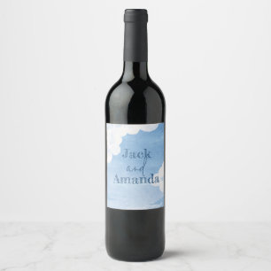 Light Blue Sky Wedding Wine Bottle Sticker & Label