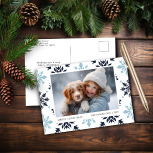 Light Blue Snowflake Holiday Postcard