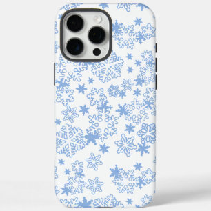 Light Blue Snowflakes on White iPhone 16 Pro Max Case