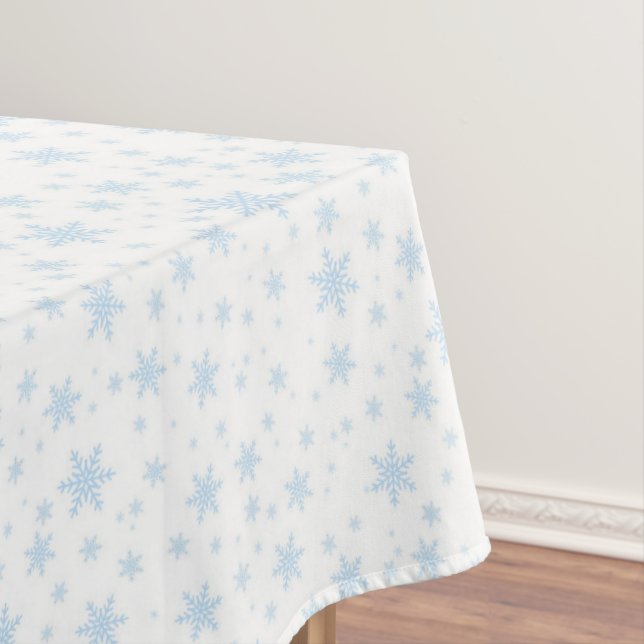 Light Blue Snowflakes on White Tablecloth (In Situ)