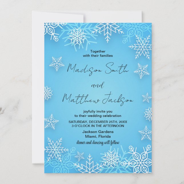 Light Blue Snows Wedding Invitations (Front)