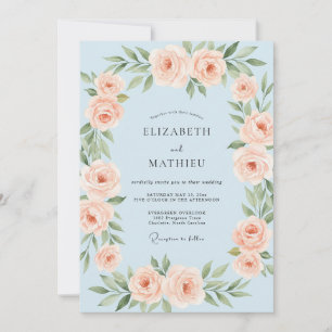 Light Blue Soft Spring Floral Wedding Invitation