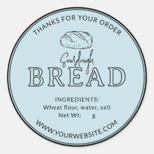 Light Blue Sourdough Bread Thank You Sticker
