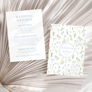 Light blue spring flower wedding details cards
