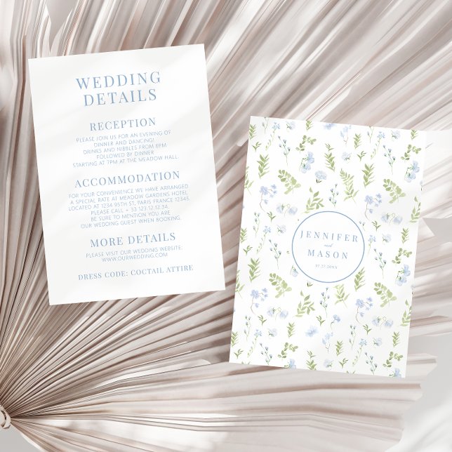 Light blue spring flower wedding details cards (Creator Uploaded)