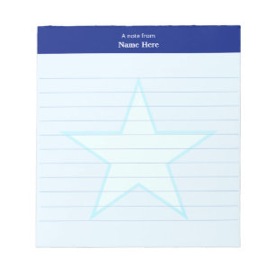 Light Blue Star & Blue Header Lined Notepad