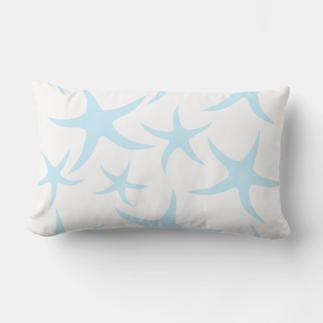 Light Blue Starfish Pattern. Lumbar Cushion (Front)