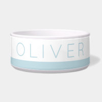 Light Blue Stripe Minimalist Cat Dog Name on Pet