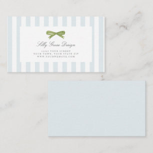 Light Blue Stripe with Bow Delicate Business Card