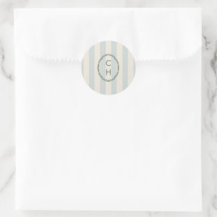 Light Blue Striped Monogram Wedding Sticker