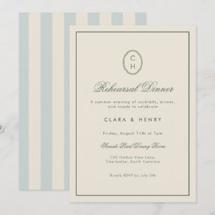 Light Blue Striped Rehearsal Dinner Invitation