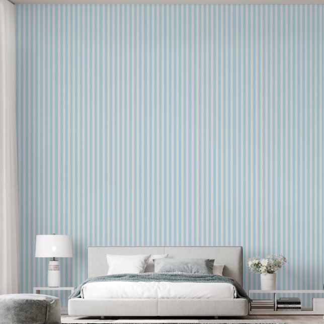 Light Blue Striped Wallpaper (Bedroom)