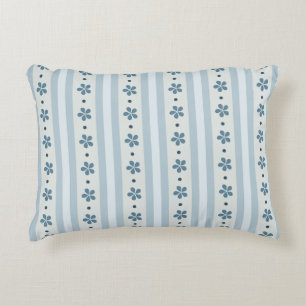 Light Blue Stripes And Flowers Decorative Cushion