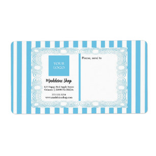 Light Blue Stripes & Curly Frame & Logo