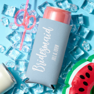 Light Blue Stylised Wedding Bridesmaid Seltzer Can Cooler