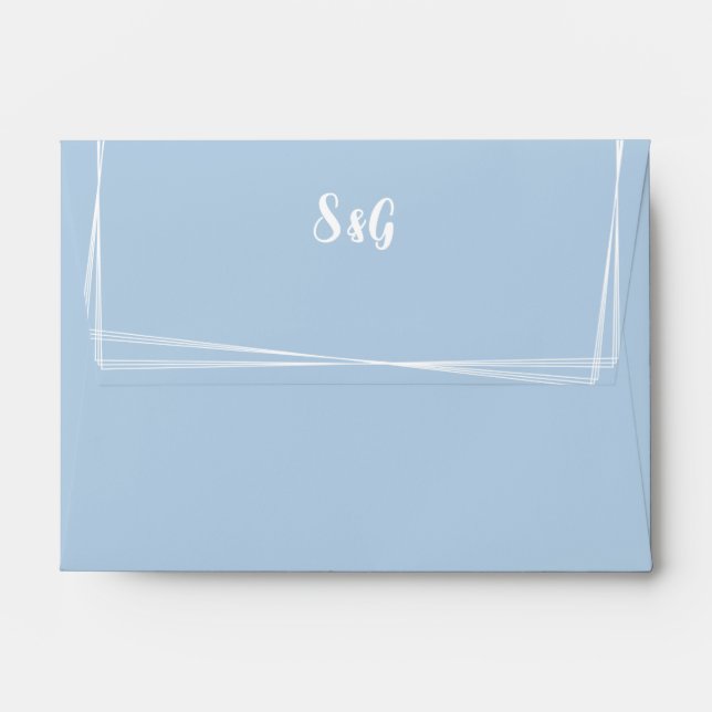Light Blue Stylish Personalised Wedding Envelopes (Back (Top Flap))