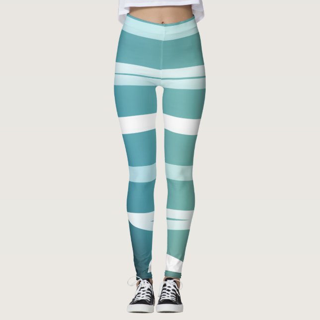 Light Blue Summer Leggins with Violets Leggings (Front)