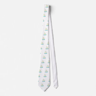 Light Blue Sunfish Sailboat Illustration Tie