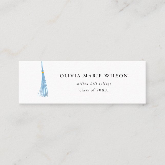 Light Blue Tassel Graduation Name Card (Front)