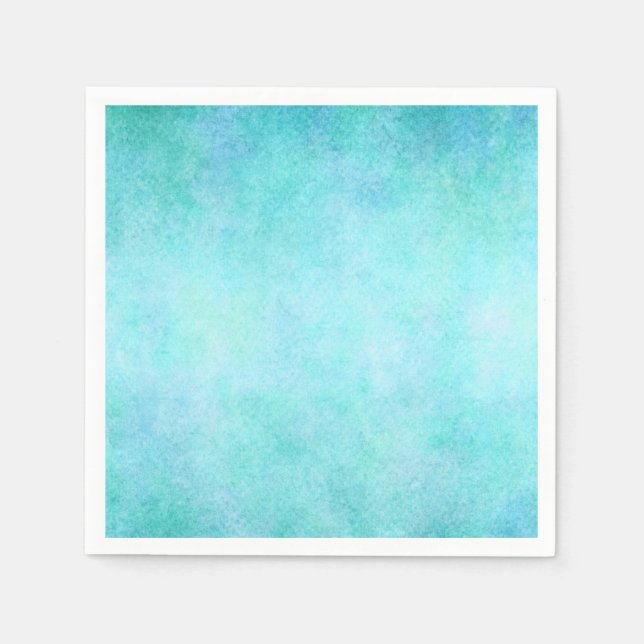 Light Blue Teal Aqua Watercolor Paper Colourful Napkin (Front)