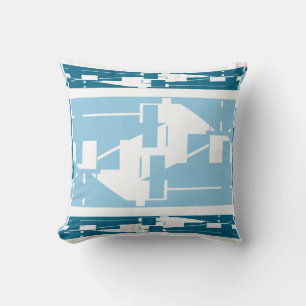 Light Blue Teal Classical Mediterranean Mosaic Cushion