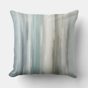 Light Blue Teal Gray Brown Abstract Stripe Cushion