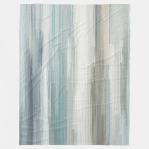 Light Blue Teal Gray Brown Abstract Stripe Fleece Blanket