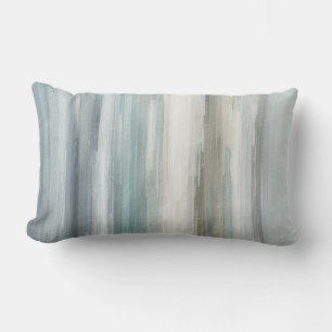 Light Blue Teal Gray Brown Abstract Stripe Lumbar Cushion