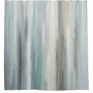 Light Blue Teal Grey Brown Abstract Stripe Shower Curtain