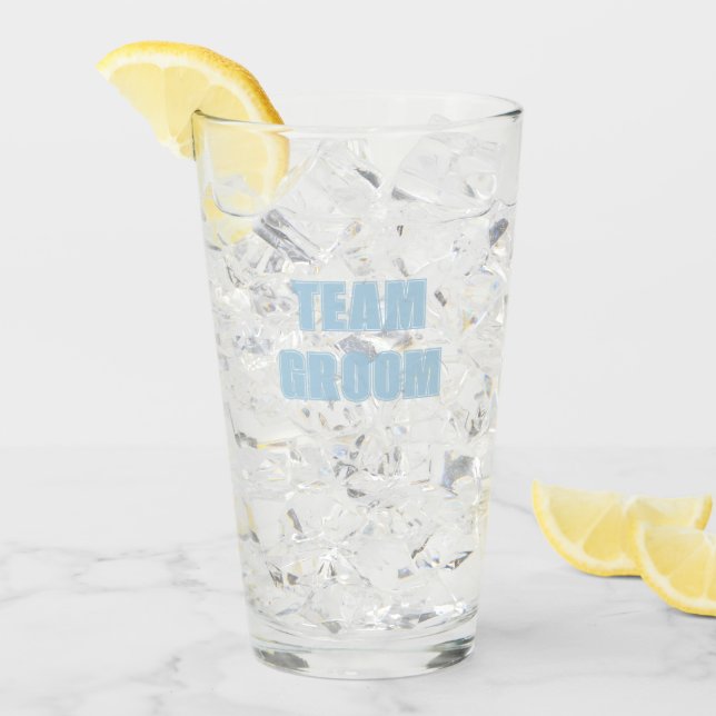Light Blue Team Groom Bachelor Party Glass (Front Ice)