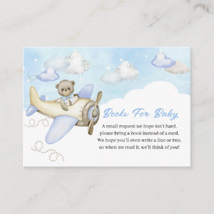 Light Blue Teddy Bear Aeroplane Books for Baby Enclosure Card