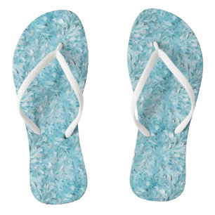 Light Blue Tempera Leaf Pattern Jandals