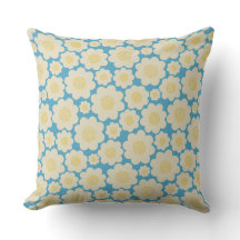 Light Blue Throw Pillow With Simple Flowers