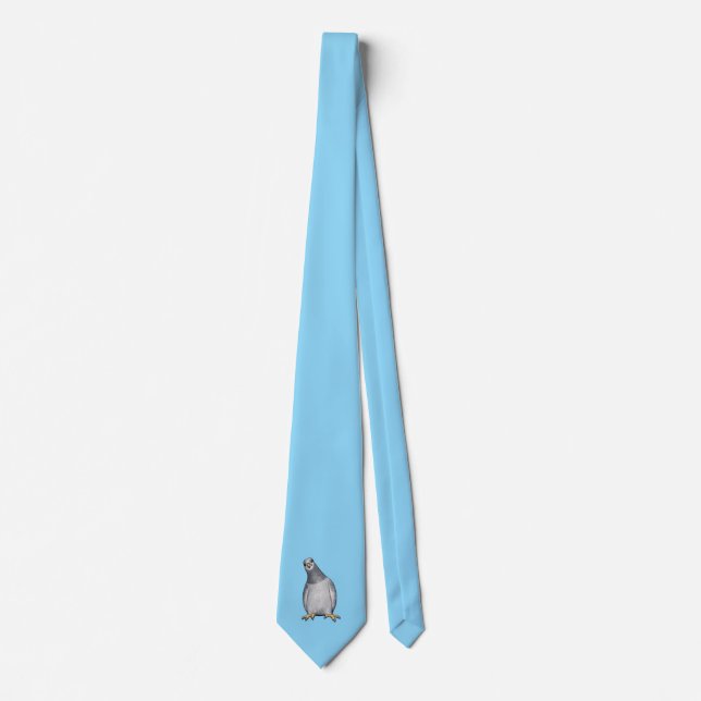 Light blue tie with sweet little dove (Front)