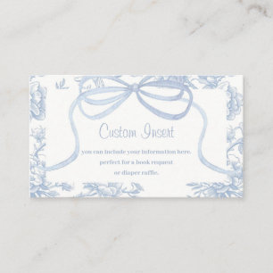 Light Blue Toile and Bow Baby Shower Enclosure Card