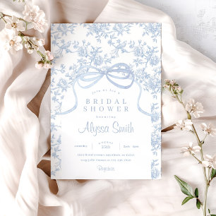 Light Blue Toile and Bow Bridal Shower Invitation