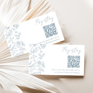 Light Blue Toile Bridal Shower Registry Card 