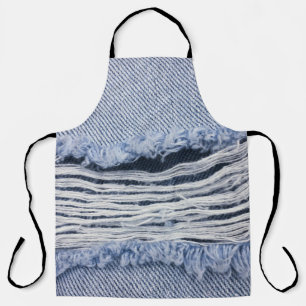 Light Blue Torn Jeans Texture Apron