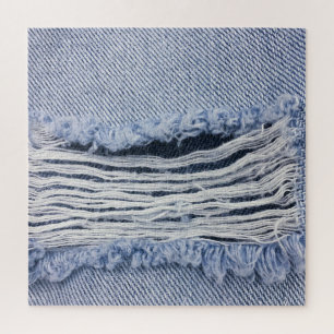 Light Blue Torn Jeans Texture Jigsaw Puzzle