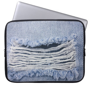 Light Blue Torn Jeans Texture Laptop Sleeve