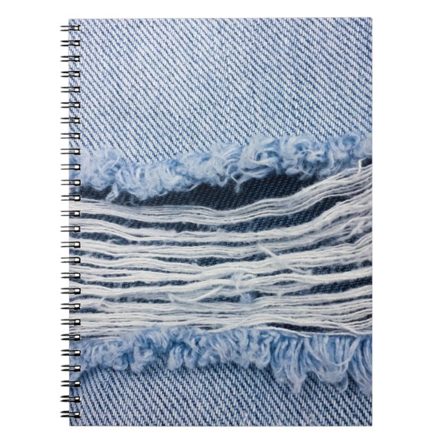 Light blue torn Jeans texture. Notebook (Front)