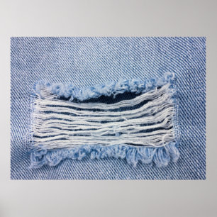 Light blue torn Jeans texture. Poster